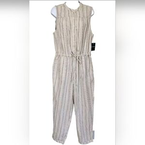 Lucky Brand Hayley Jumpsuit Sleeveless Button Front Drawstring Waist Wmns L Nwt